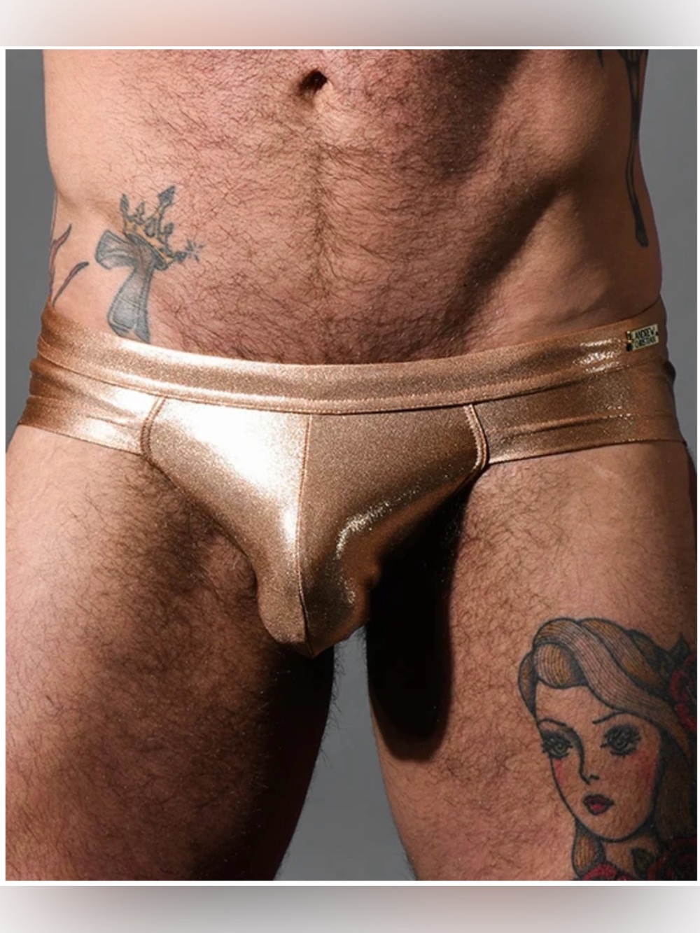 Andrew Christian Bronze Radiance Cheekey Trunk Swim Brief Gold XL NWT
